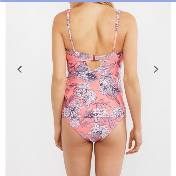 Beach Bump Ruched 2-Piece Tankini Pink/Blue XL - Picture 2 of 5